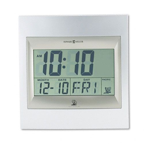 Howard Miller TechTime II Radio Control LCD Alarm Clock, Silver