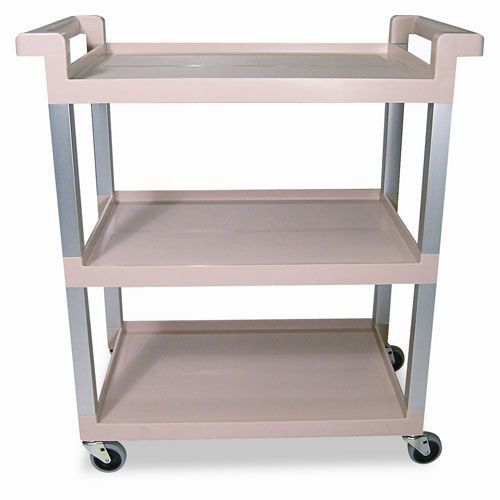 Rubbermaid Three-Shelf Ladder Cart w/Aluminum Uprights, Beige