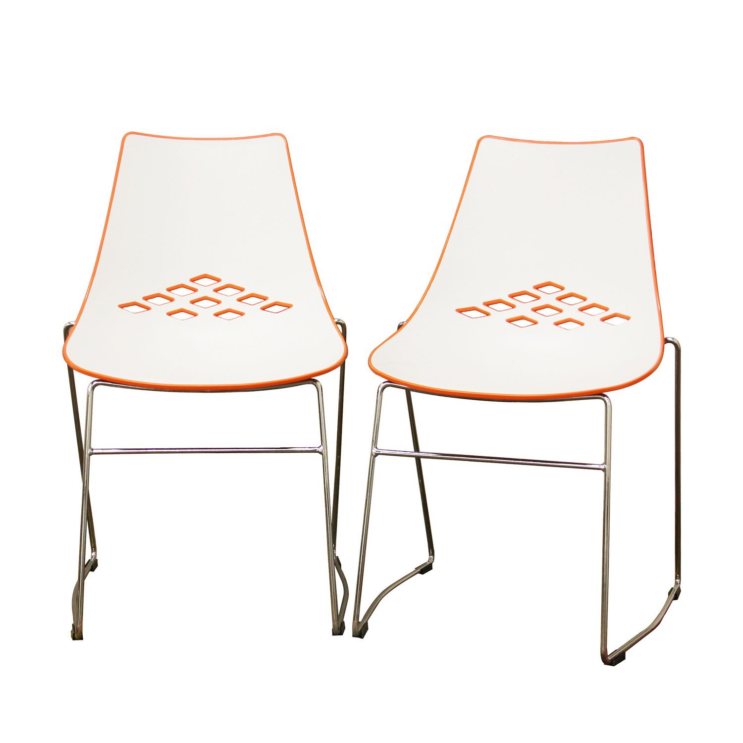 Baxton Jupiter White and Orange Plastic Modern Dining Chair (Set of 2) at Kmart.com