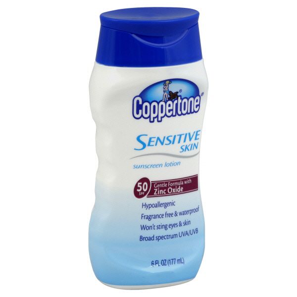 Coppertone Sunscreen Lotion, Sensitive Skin, 50 SPF, 6 FL OZ