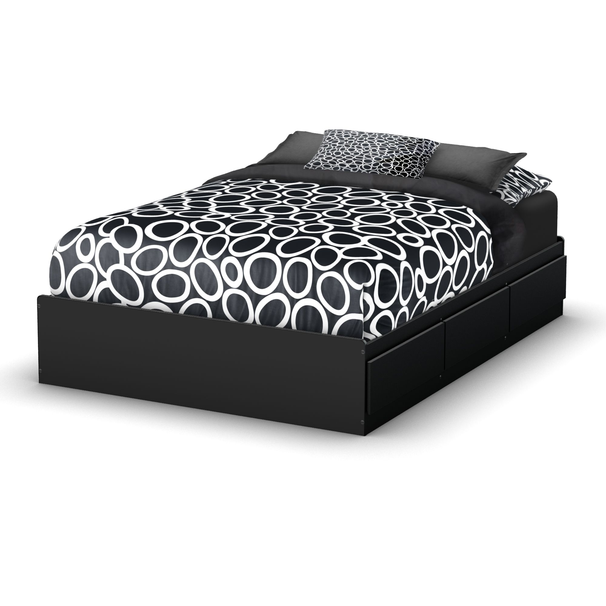 South Shore Storage Bed collection Full 54 inch Mates Bed Pure Black