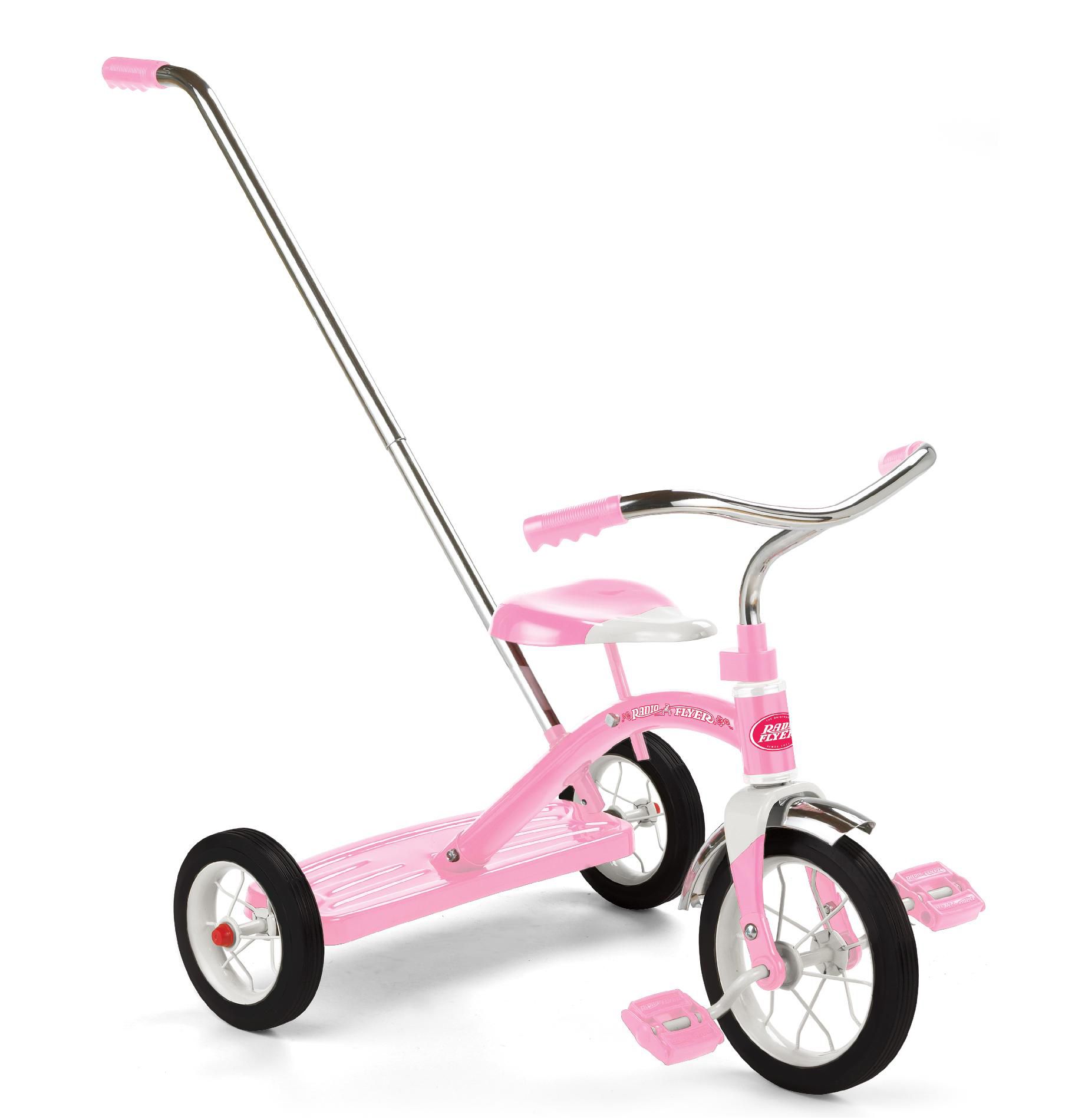 Classic Pink Tricycle with Push Handle