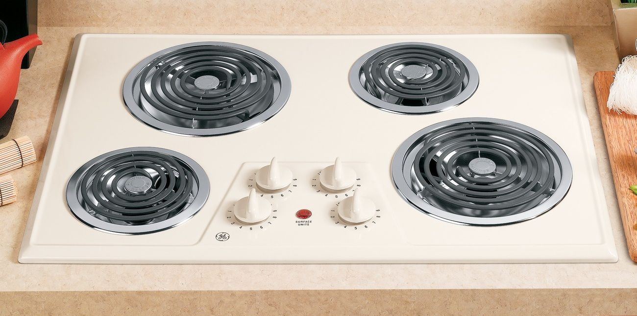 GE Appliances JP328CKCC 30" BuiltIn Electric Cooktop Bisque