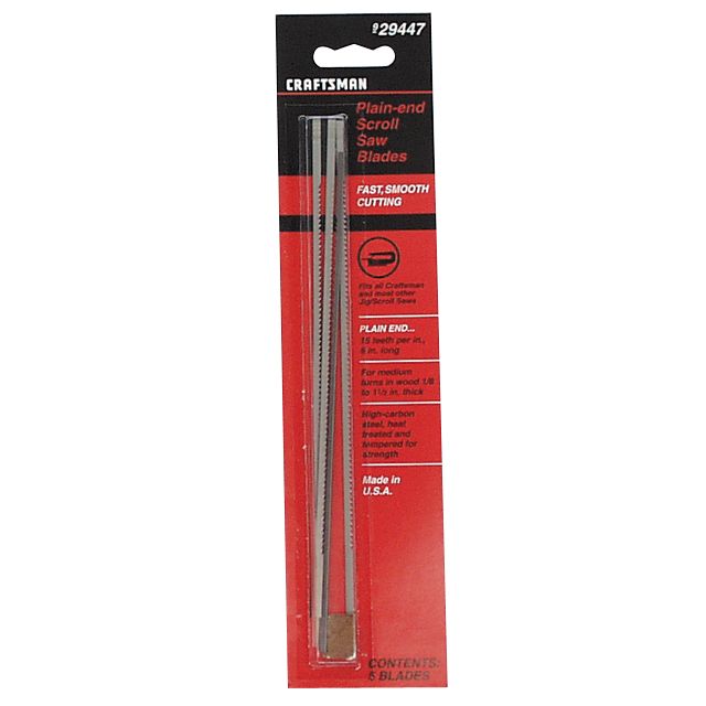 Craftsman 6 in. 15 tpi Scroll Saw Blade, Plain End (Repl 26883), 5 pk