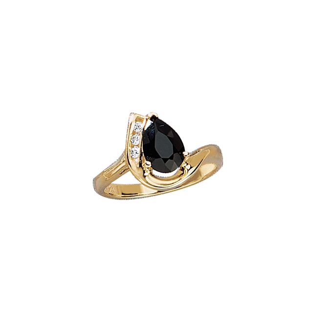 Black Onyx and Diamond Accent Ring