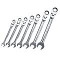 7 pc. Metric Full Polish Ratcheting Flex Head Combination Wrench Set