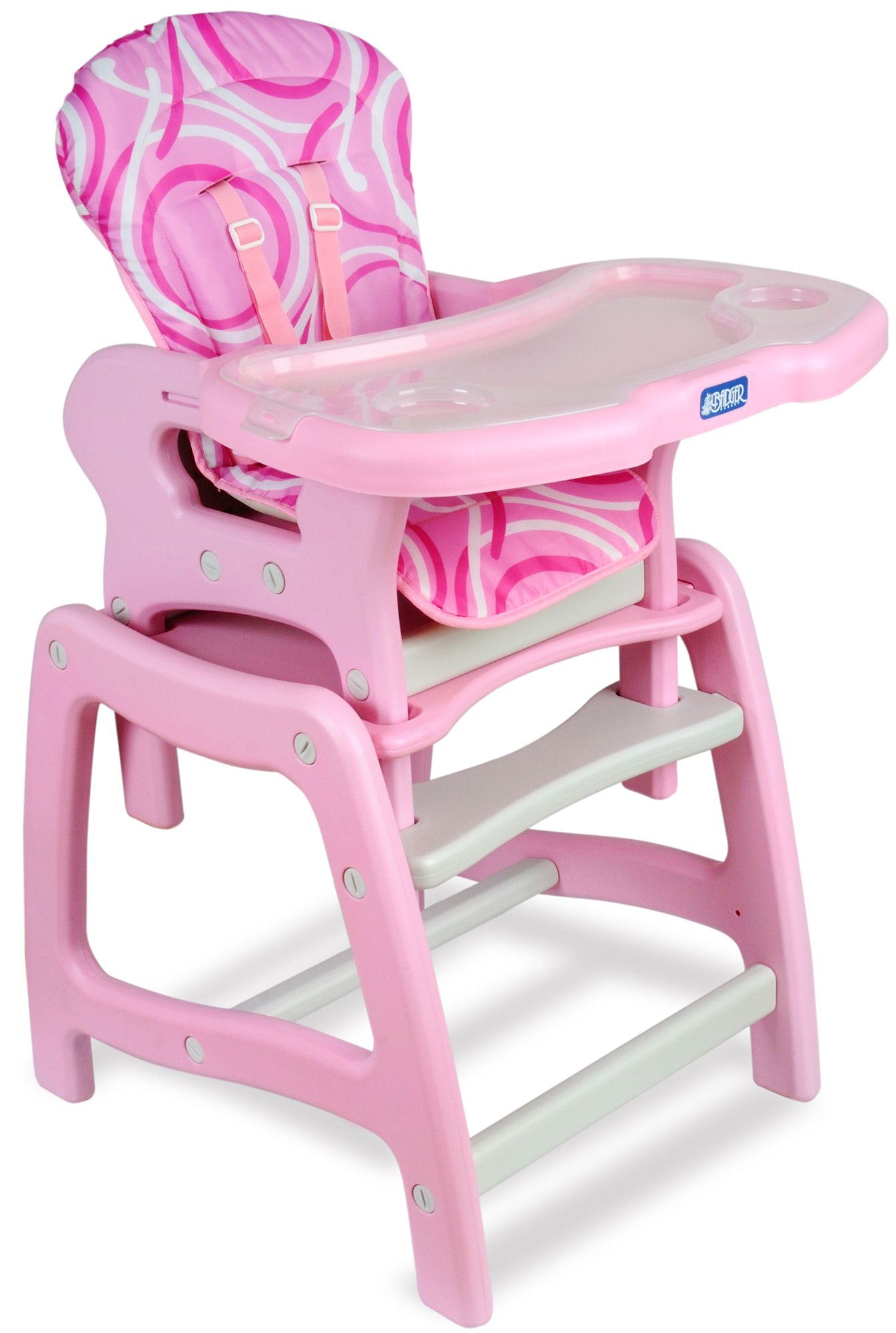 Badger Basket Envee Baby High Chair with Playtable Conversion Pink