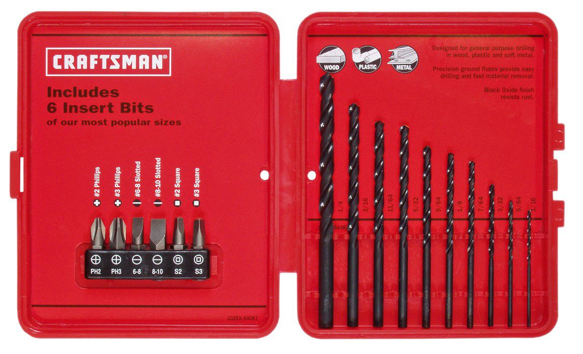 Craftsman 10 pc. Black Oxide Drill Bit Set with 6 Insert Bits at Kmart.com