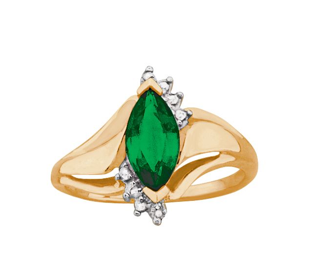 Created Emerald and Diamond Accent Ring