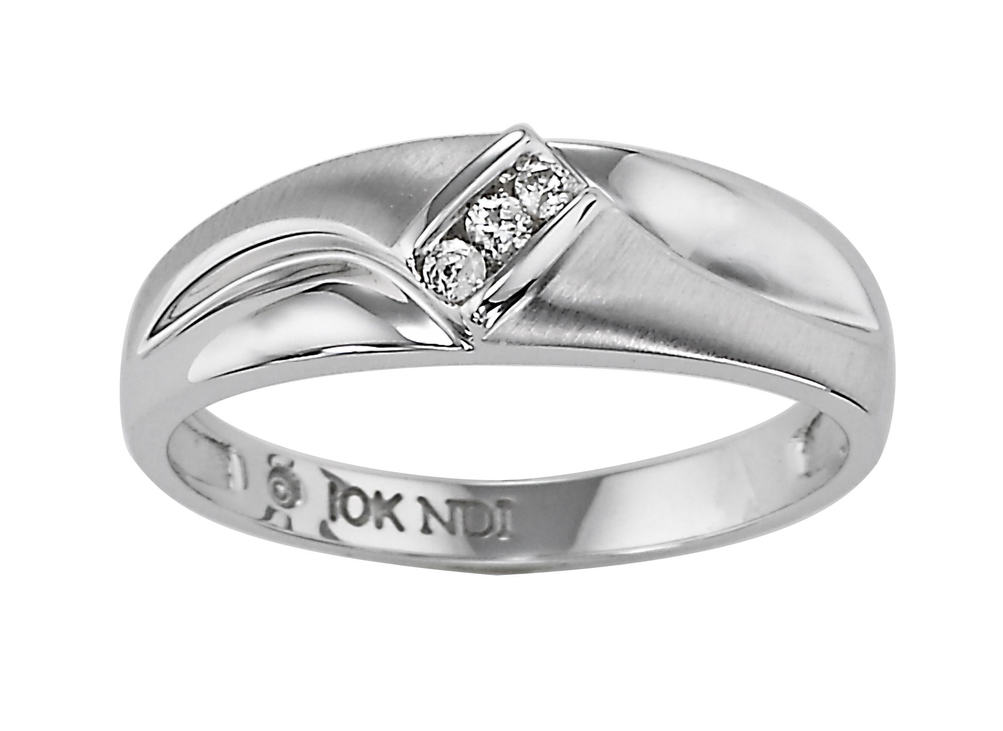 10k White Gold Mens Wedding Ring with Diamond Accents