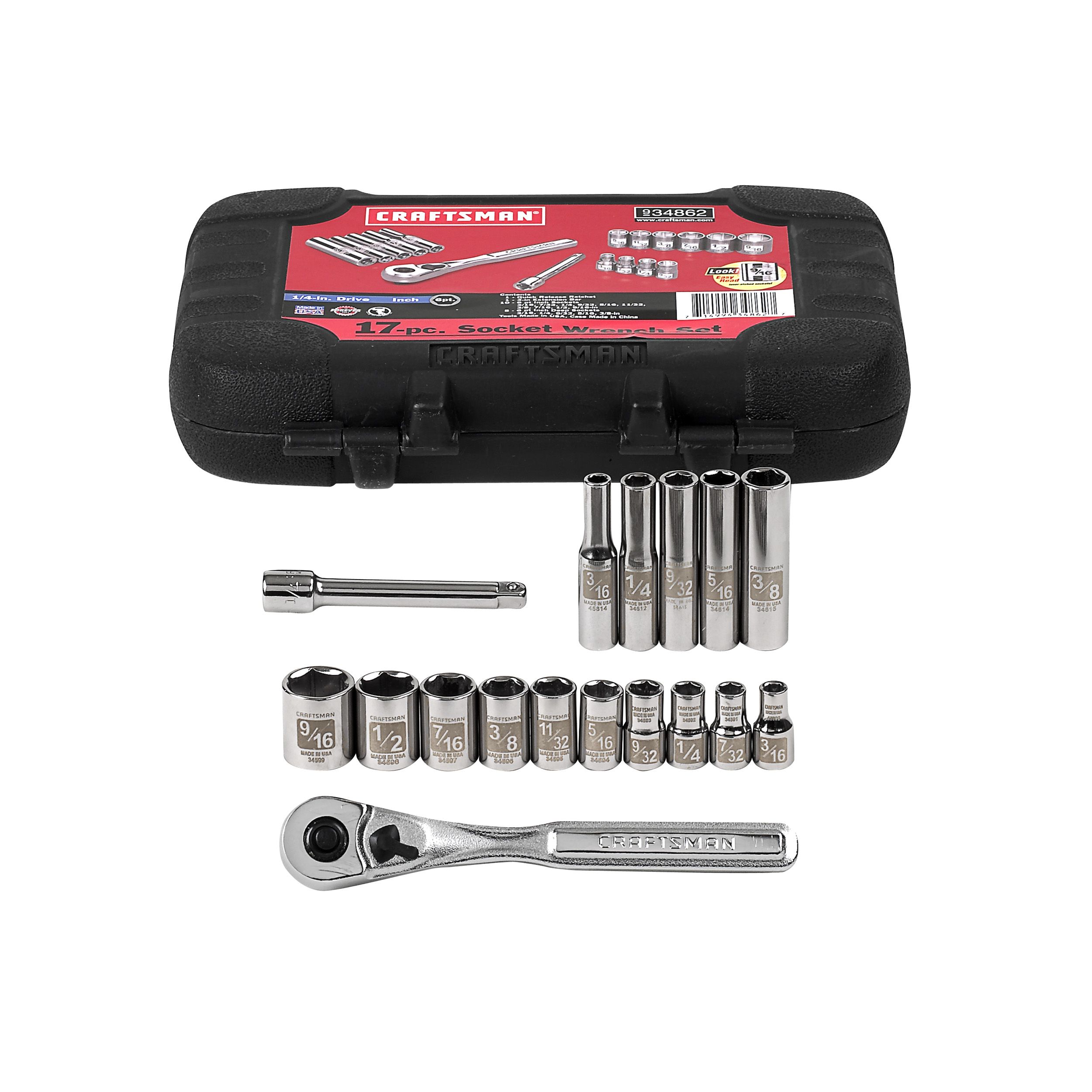Craftsman 34862 17 pc. 6 pt. Standard Easy Read 1/4 in. Dr. Socket