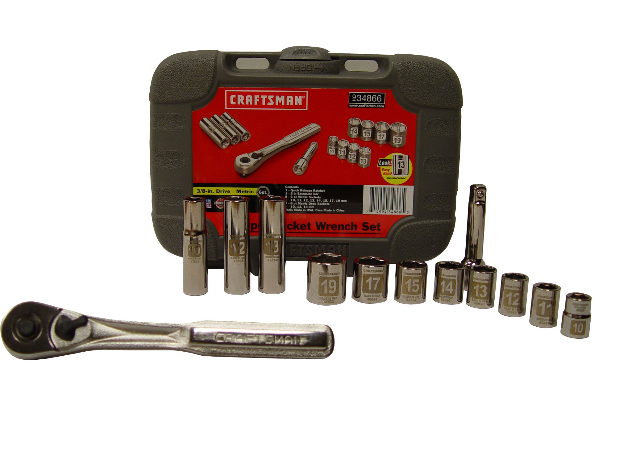 Craftsman 13 pc. 6 pt. Metric Easy Read 3/8 in. Dr. Socket Wrench Set at Craftsman.com