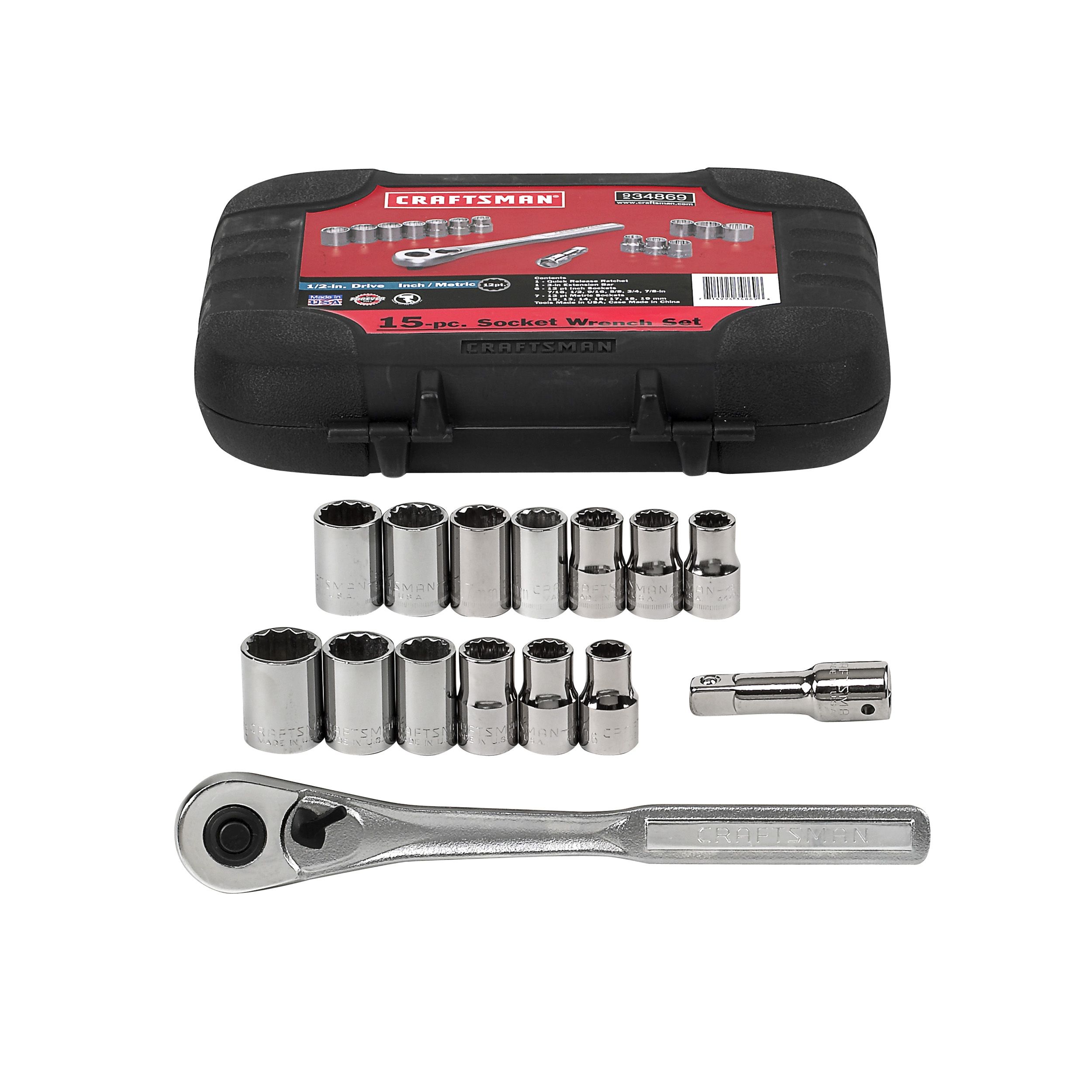 Craftsman 15 pc. 12 pt. Inch and Metric Easy Read 1/2 in. Dr. Socket Wrench Set at Sears.com