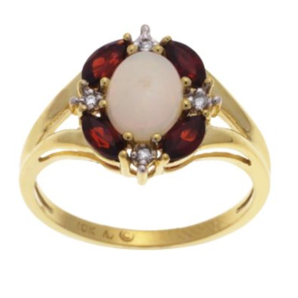 Lab Created Opal  Garnet and Diamond Accent Ring_in Size 7