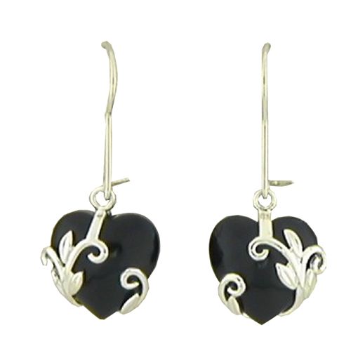 Onyx Heart Earrings                                                                                                              at mygofer.com