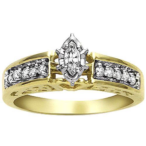 1/4ct tw Marquise with Round Diamond Accents 1-piece Bridal Ring 10K at Kmart.com