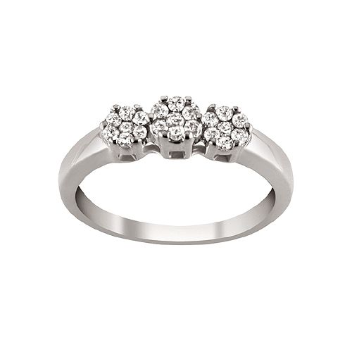 1/4 cttw Triple Diamond Flower Cluster Ring, 10K White Gold at Kmart.com