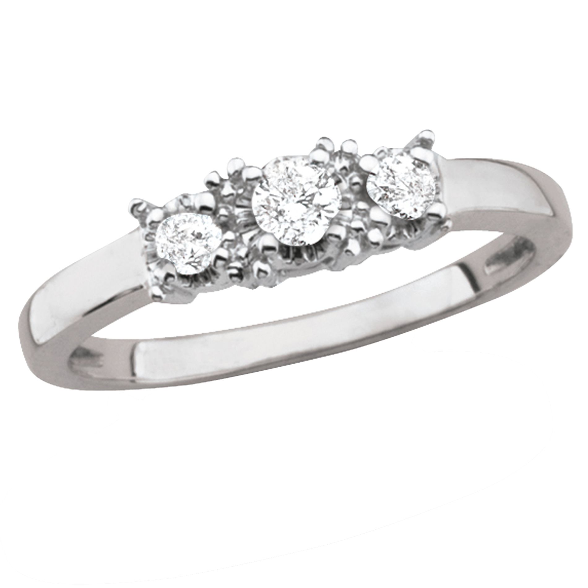 1/4 cttw Round Diamond 3-Stone Engagement Ring in 10k White Gold