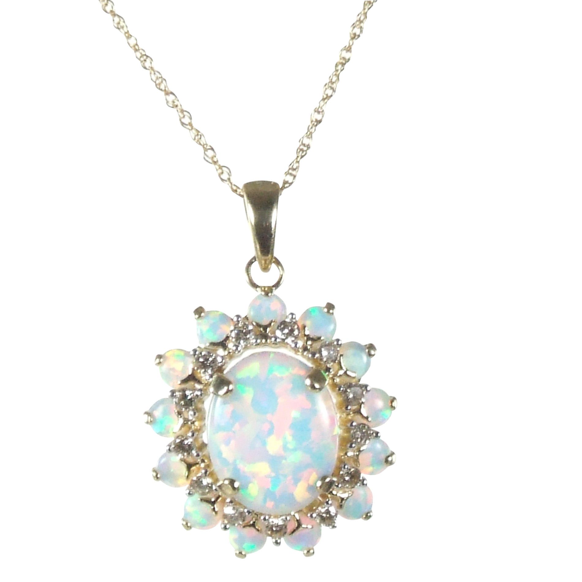 Lab Created Opal and 1/10 cttw Diamond Vintage Pendant at Sears.com