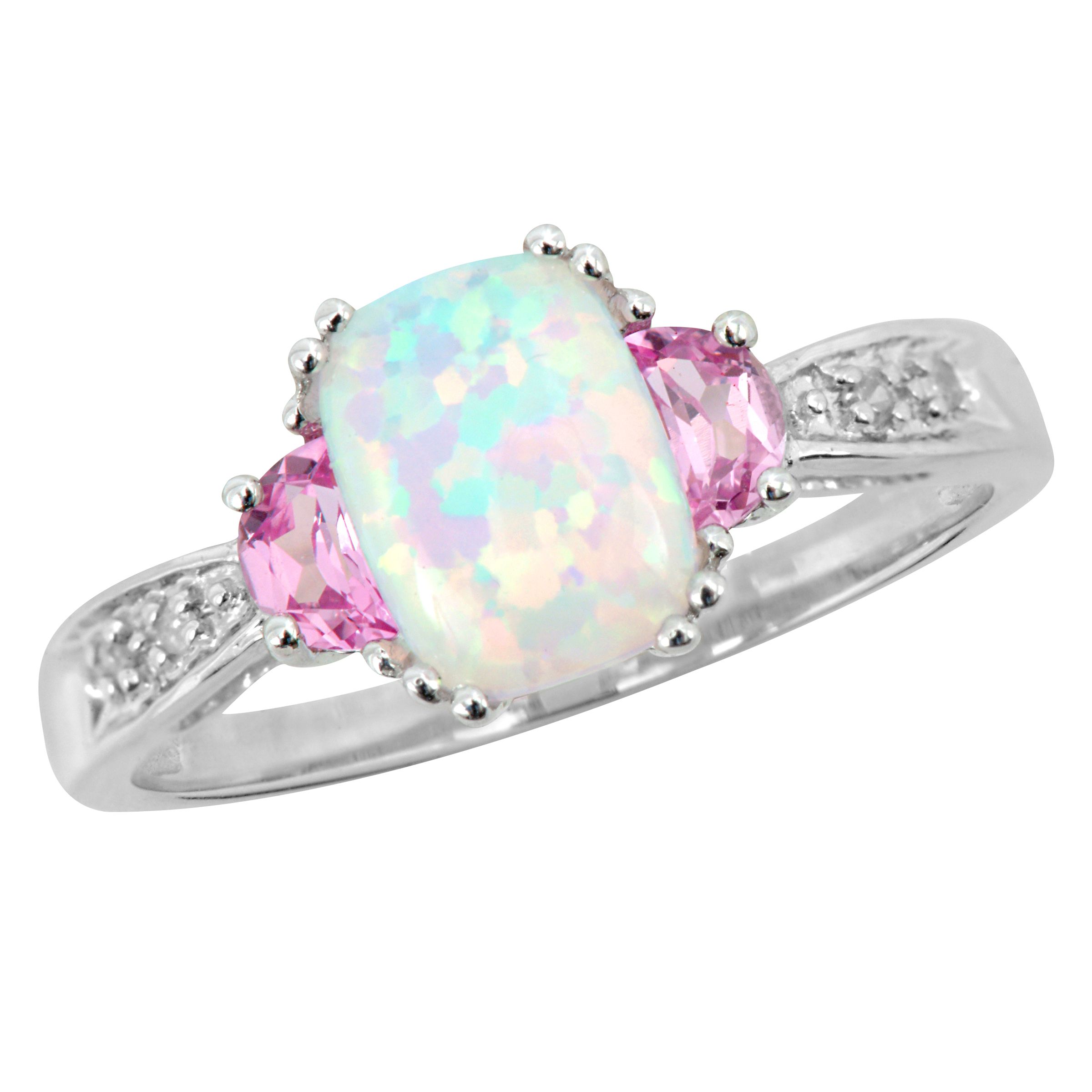 Opal, Pink Sapphire and Diamond Ring