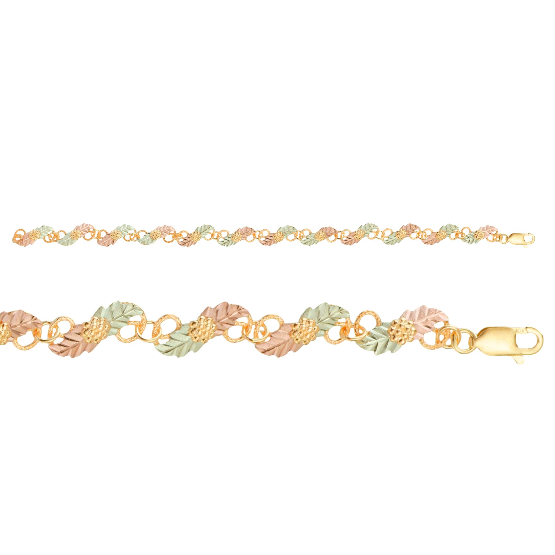 Black Hills Gold Tricolor 10K Gold Diagonal Leaf Bracelet at Kmart.com