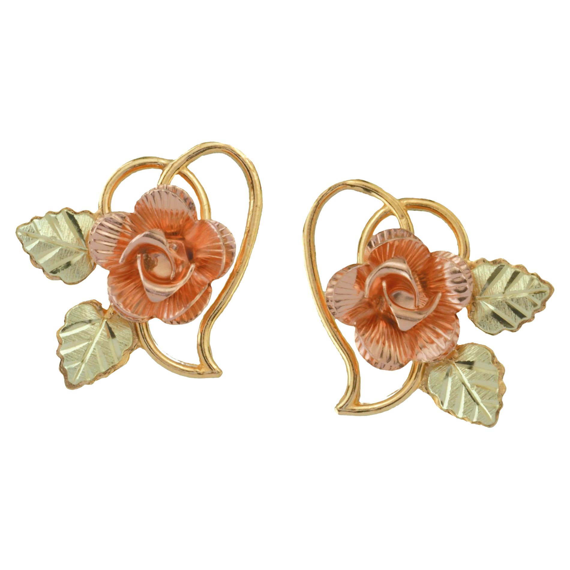 Tricolor 10K Gold Dakota Rose Earrings