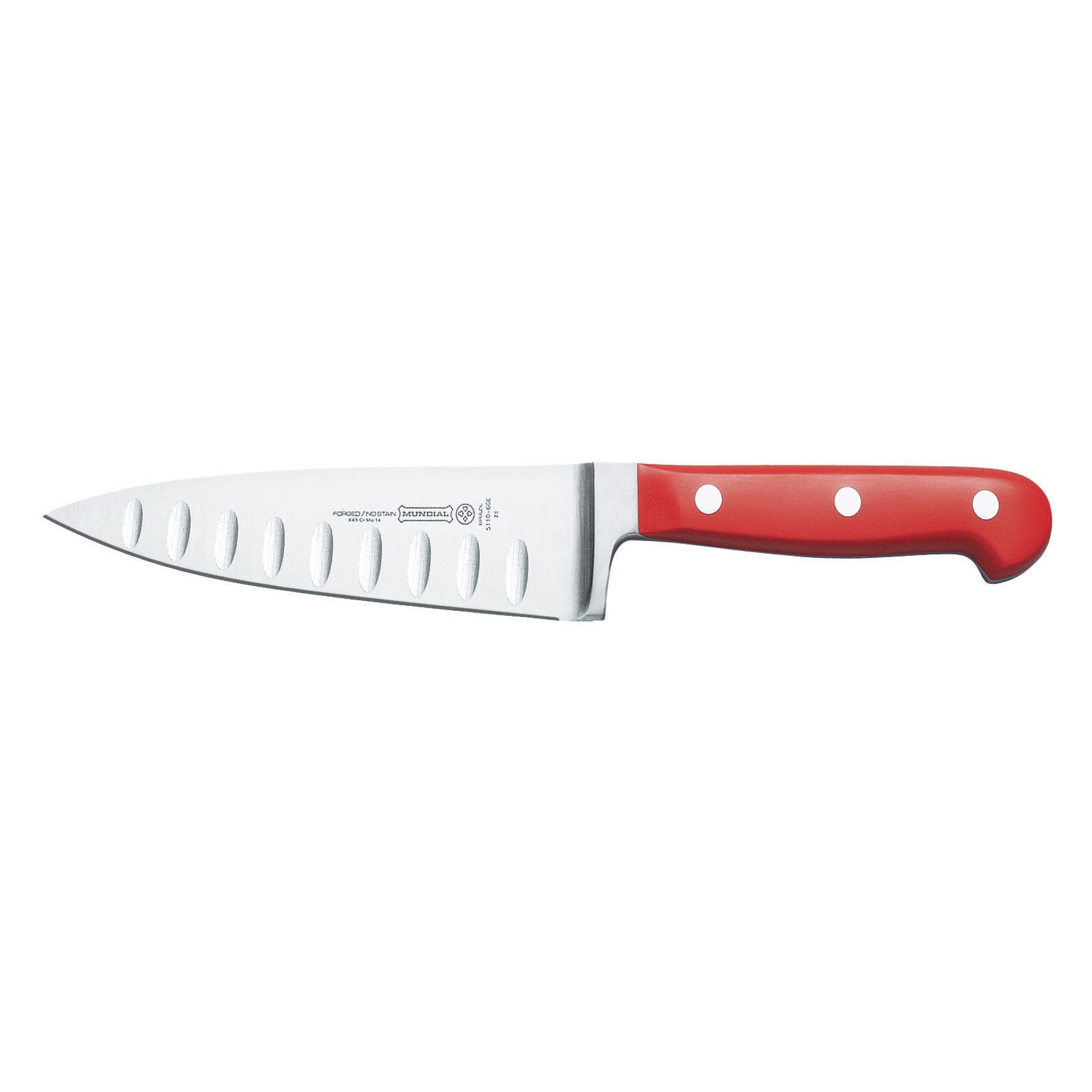 5100 Series Red Fully Forged Cutlery 6" Chef's - Granton Edge