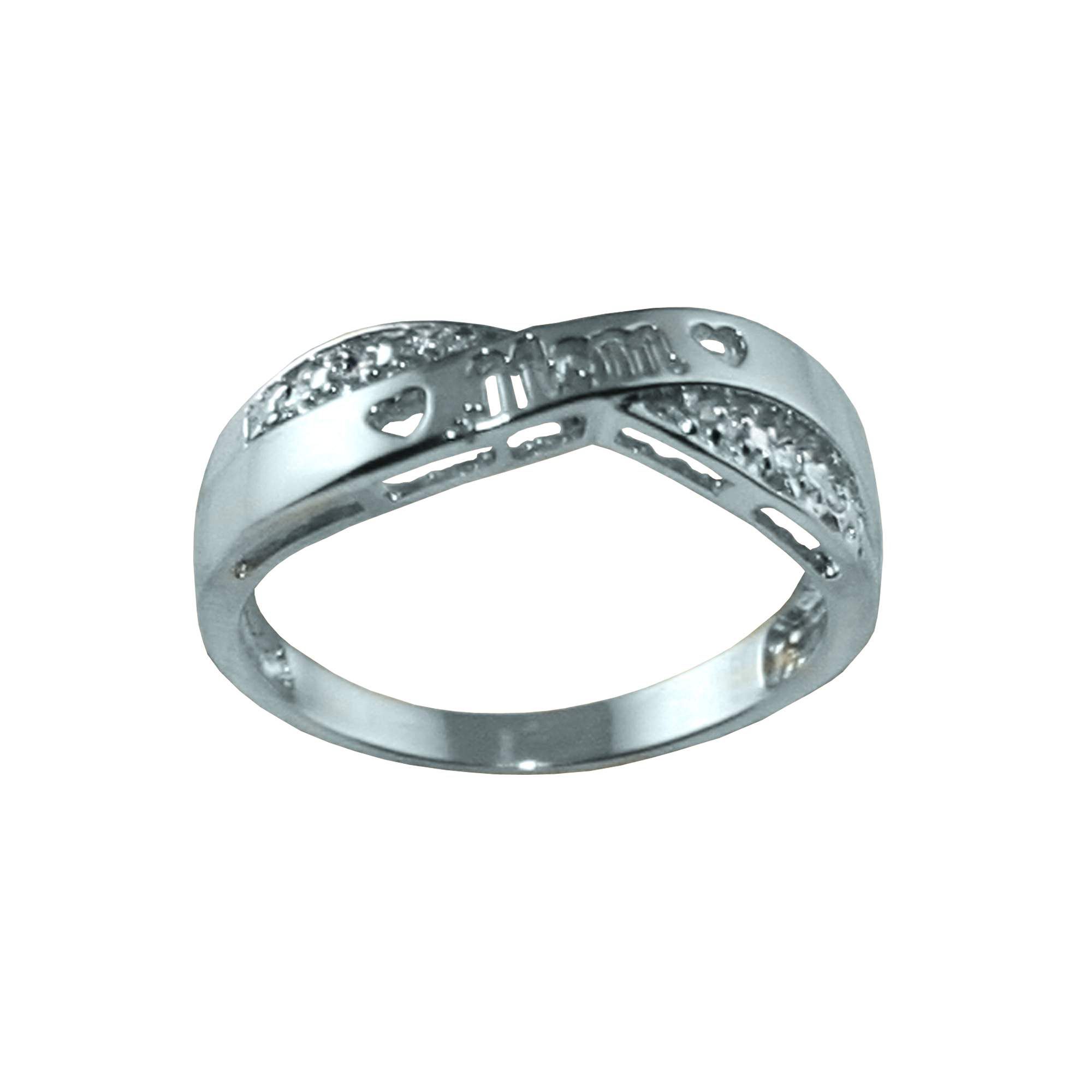 Women&#39;s Diamond Accent Mom Crossover Ring in 10K White Gold