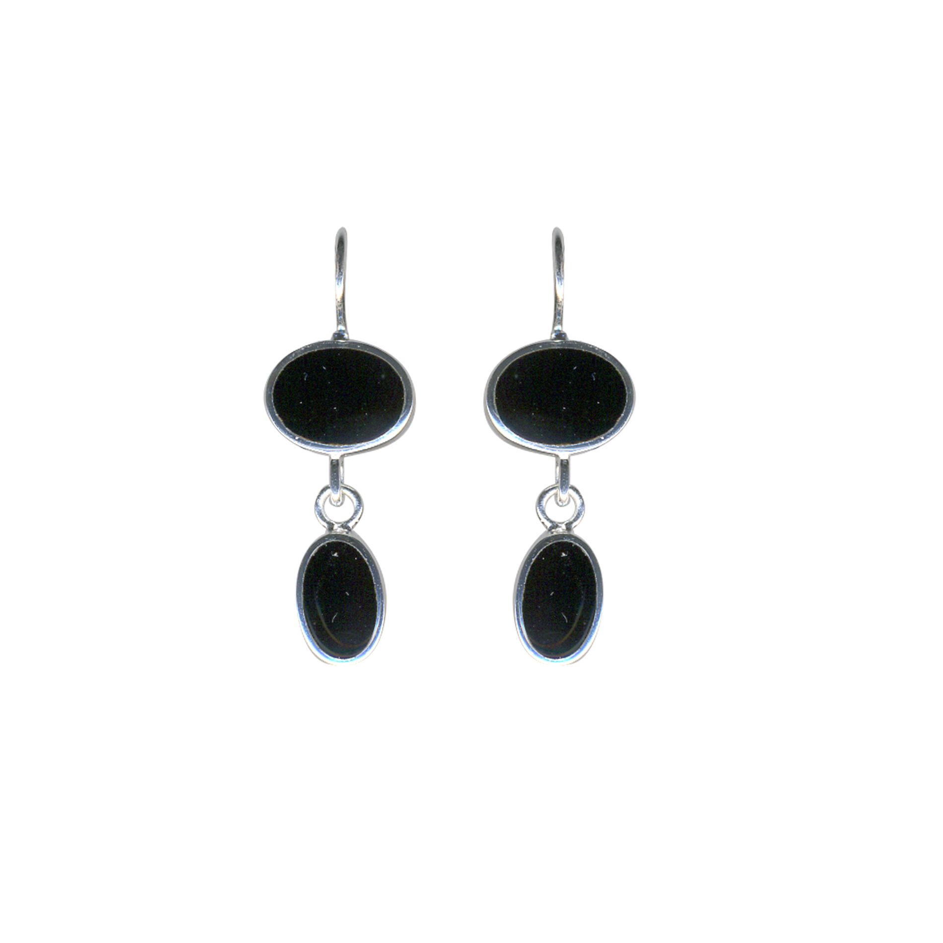 Onyx Inlay Double Drop Earring. Sterling Silver at mygofer.com