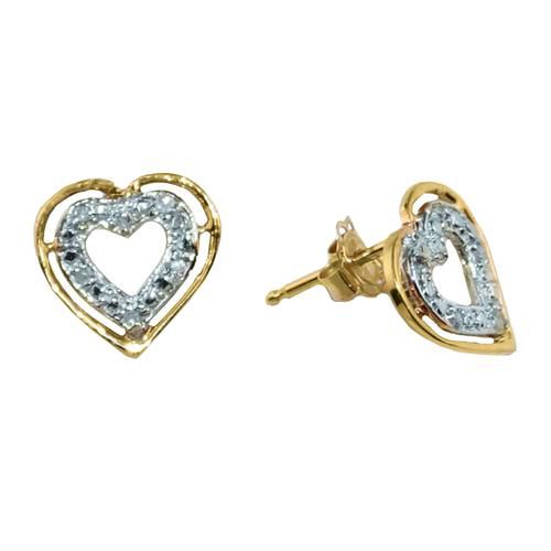 1/20 cttw Diamond Double Heart Earrings in 10K Yellow Gold at mygofer.com