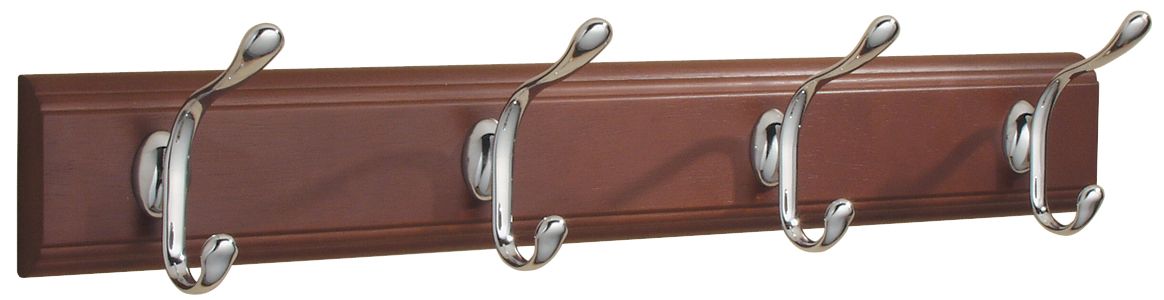 Inter Design Paris Wall Mount 4 Hook Rack - Walnut/Chrome at mygofer.com
