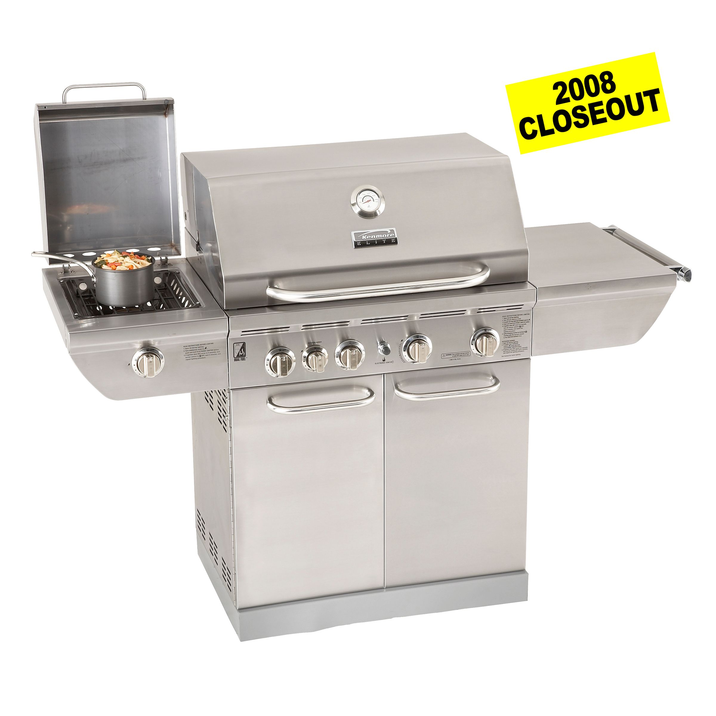 kenmore 4 burner gas grill with storage stainless steel