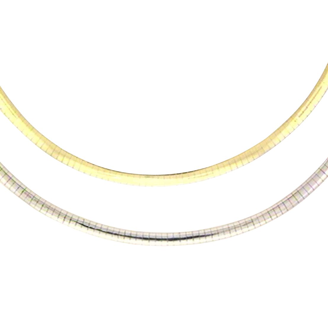 Reversible Omega Chain Necklace. 14K Yellow Gold and Sterling Silver at mygofer.com