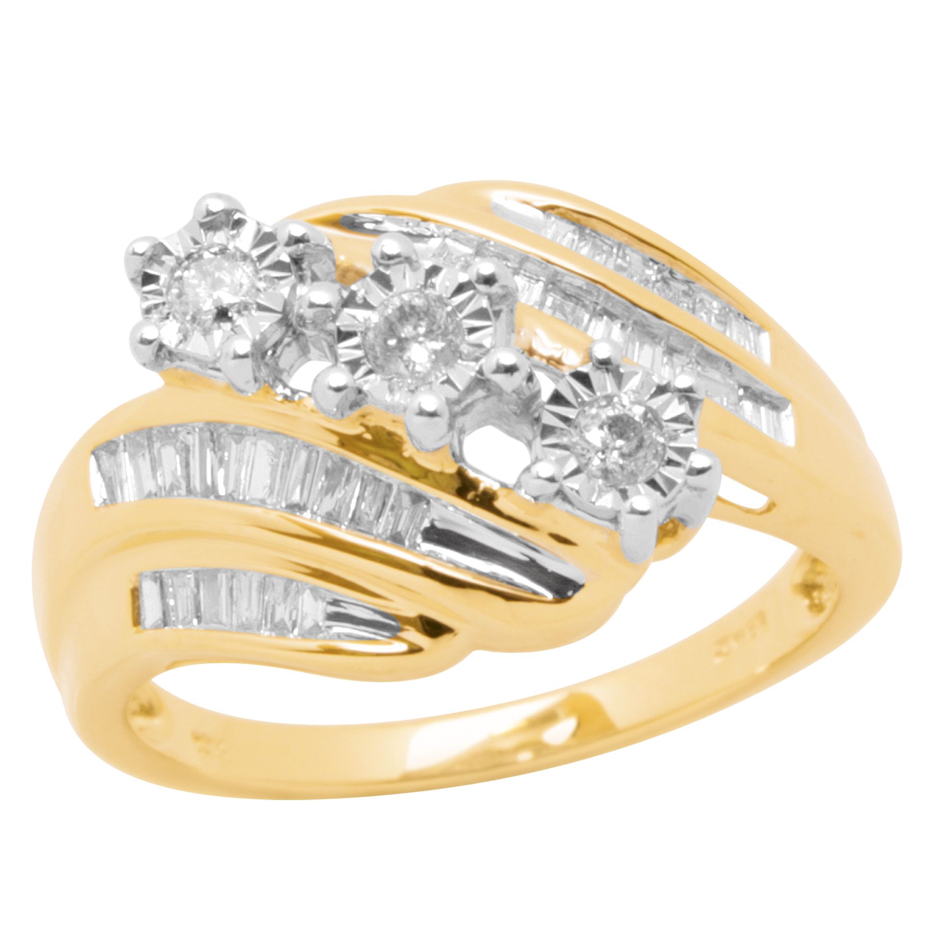 1/2 Cttw Diamond 3-Stone Ring 10 K Yellow Gold_in Size 7