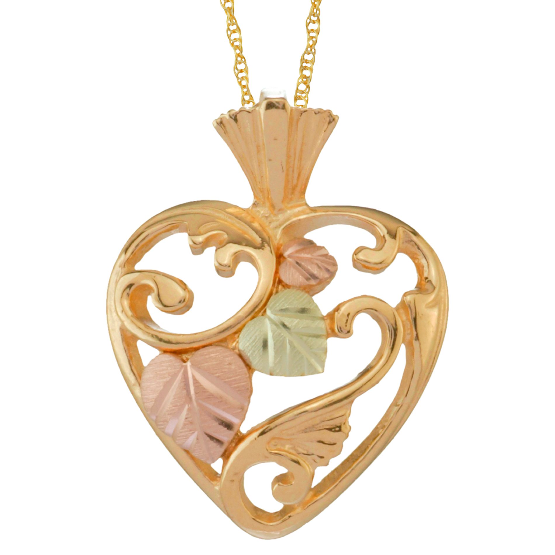 Black Hills Gold Tricolor 10K Open Heart Pendant at Kmart.com