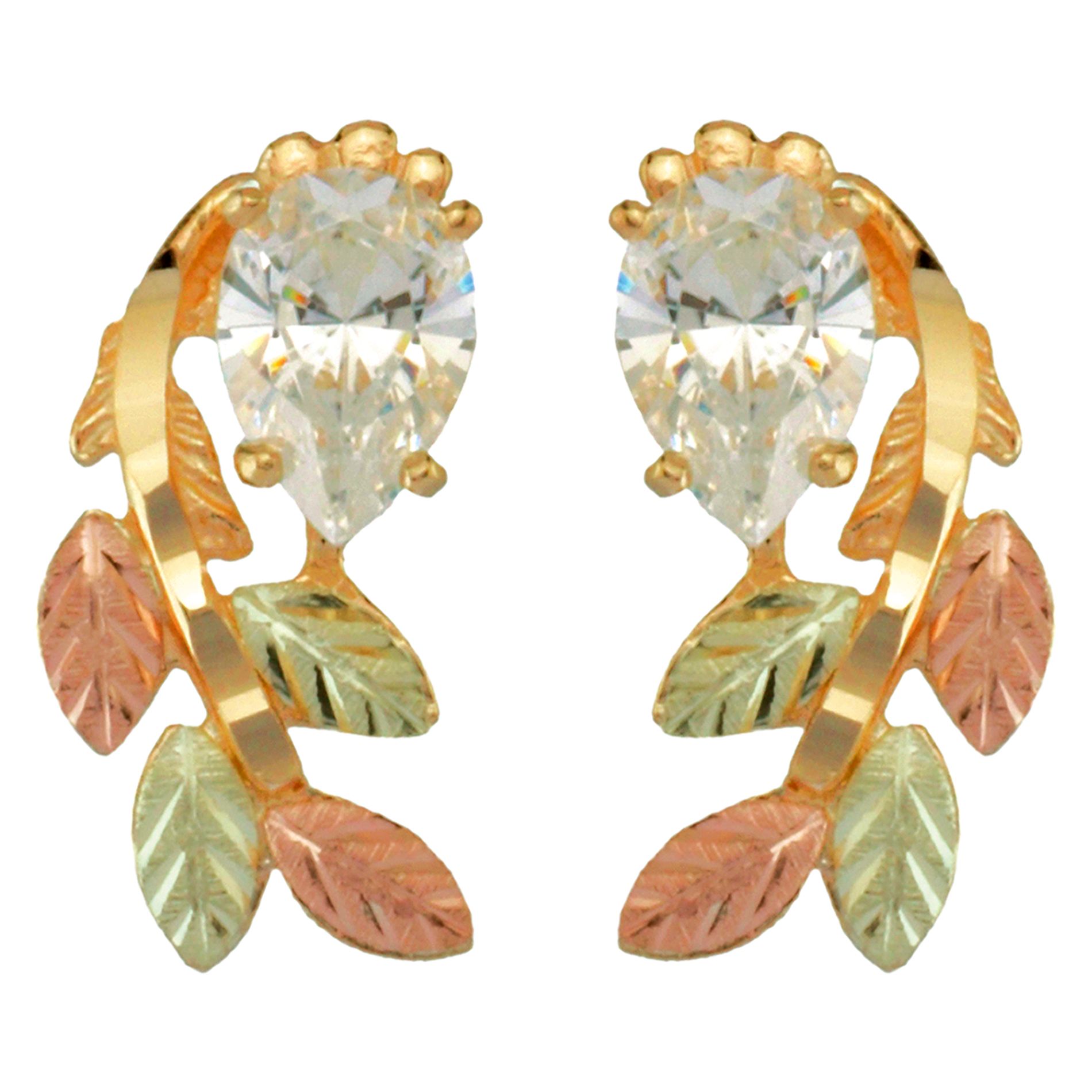 Black Hills Gold Tricolor 10K Cubic Zirconia Earrings at Kmart.com