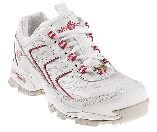 Women's Work Shoes Steel Toe Athletic White/Red 01372 Wide Avail