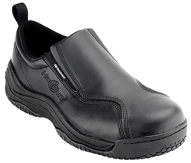 Women's Work Shoes Leather Safety Toe Slip-On Black