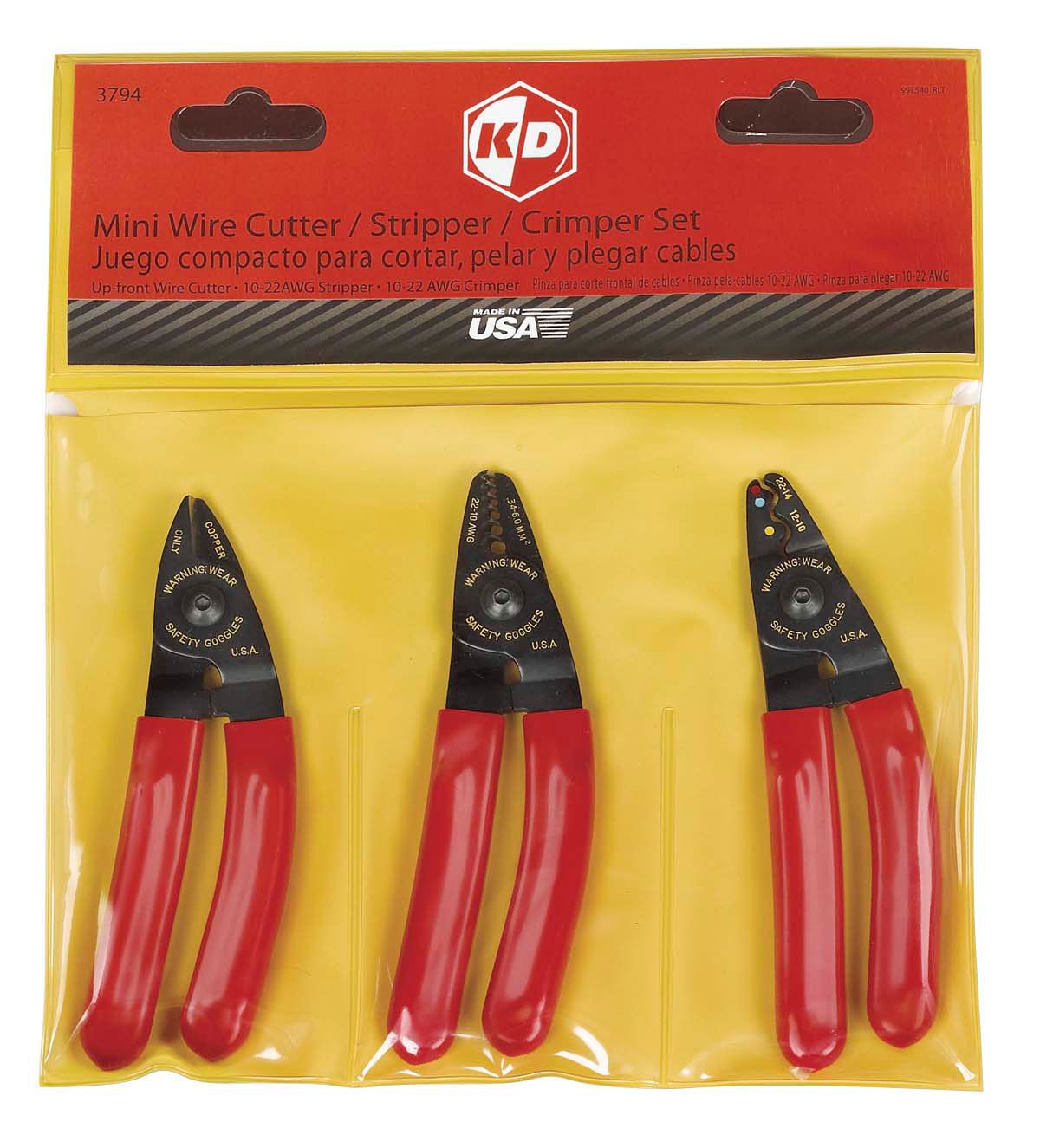 KD Tools 3 Pc. Pro. Mini Wire Cutter/Stripper/Crimper set