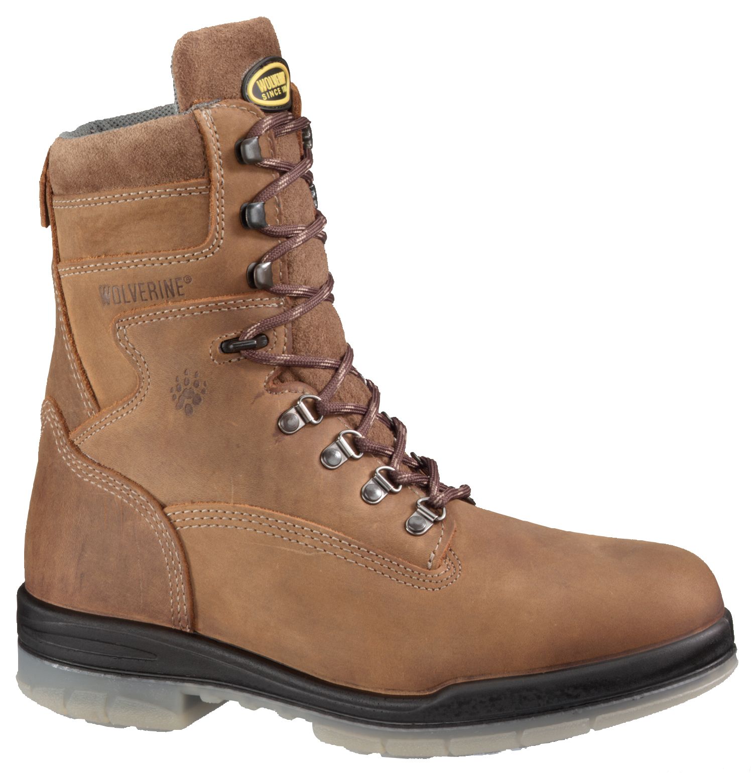 Men's DuraShocks Brown Leather Waterproof Insulated 8" Work Boot