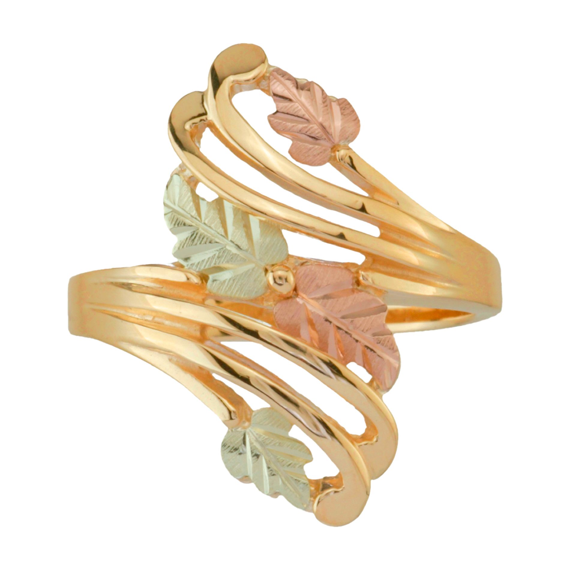 Tricolor 10K Gold Ladies' Elongated Ring