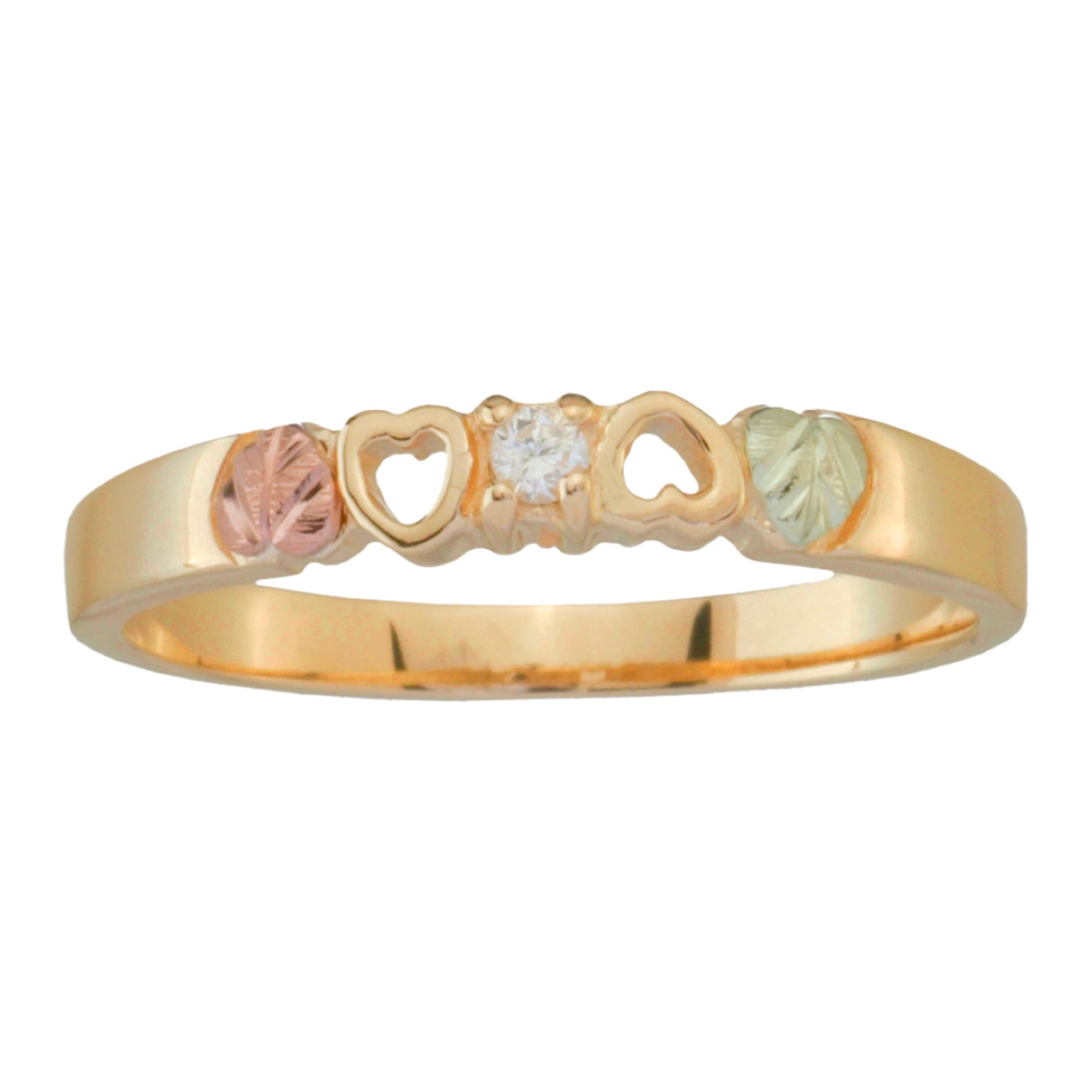Black Hills Gold Tricolor 10K Gold Ladies' Petite Diamond Accent Heart Ring at Kmart.com