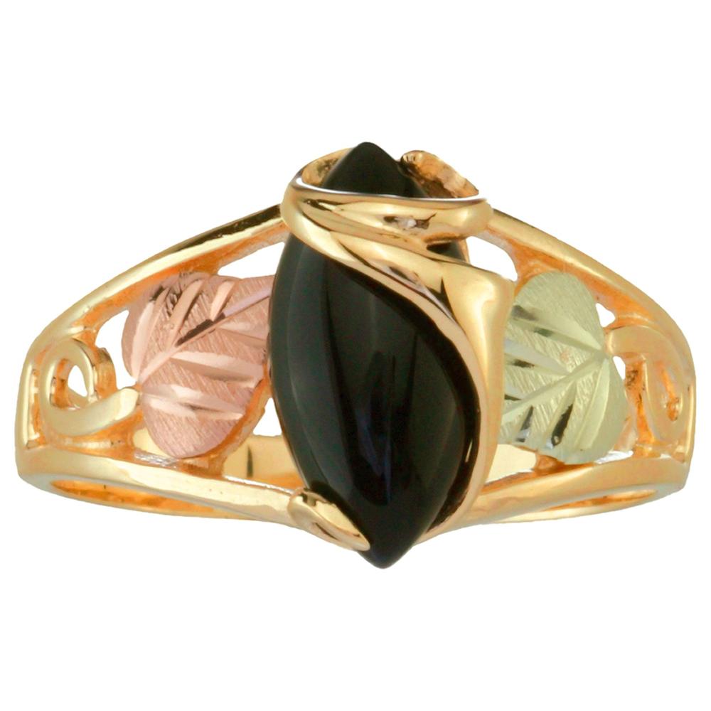 Tricolor 10K Gold Ladies' Onyx Wrap Ring