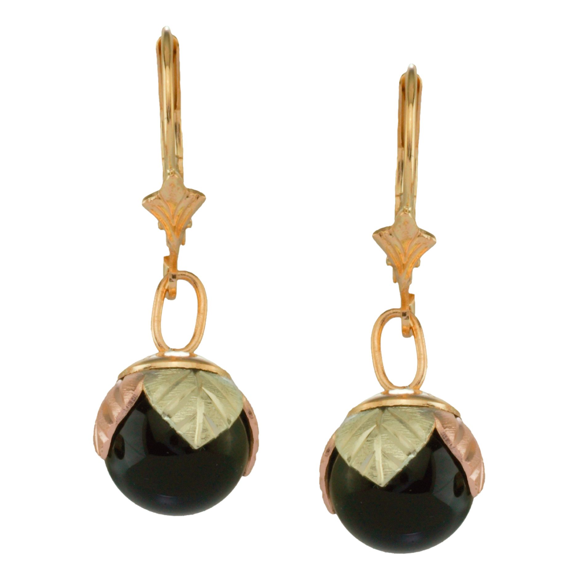 Black Hills Gold Tricolor 10K Onyx Ball Earrings at Kmart.com
