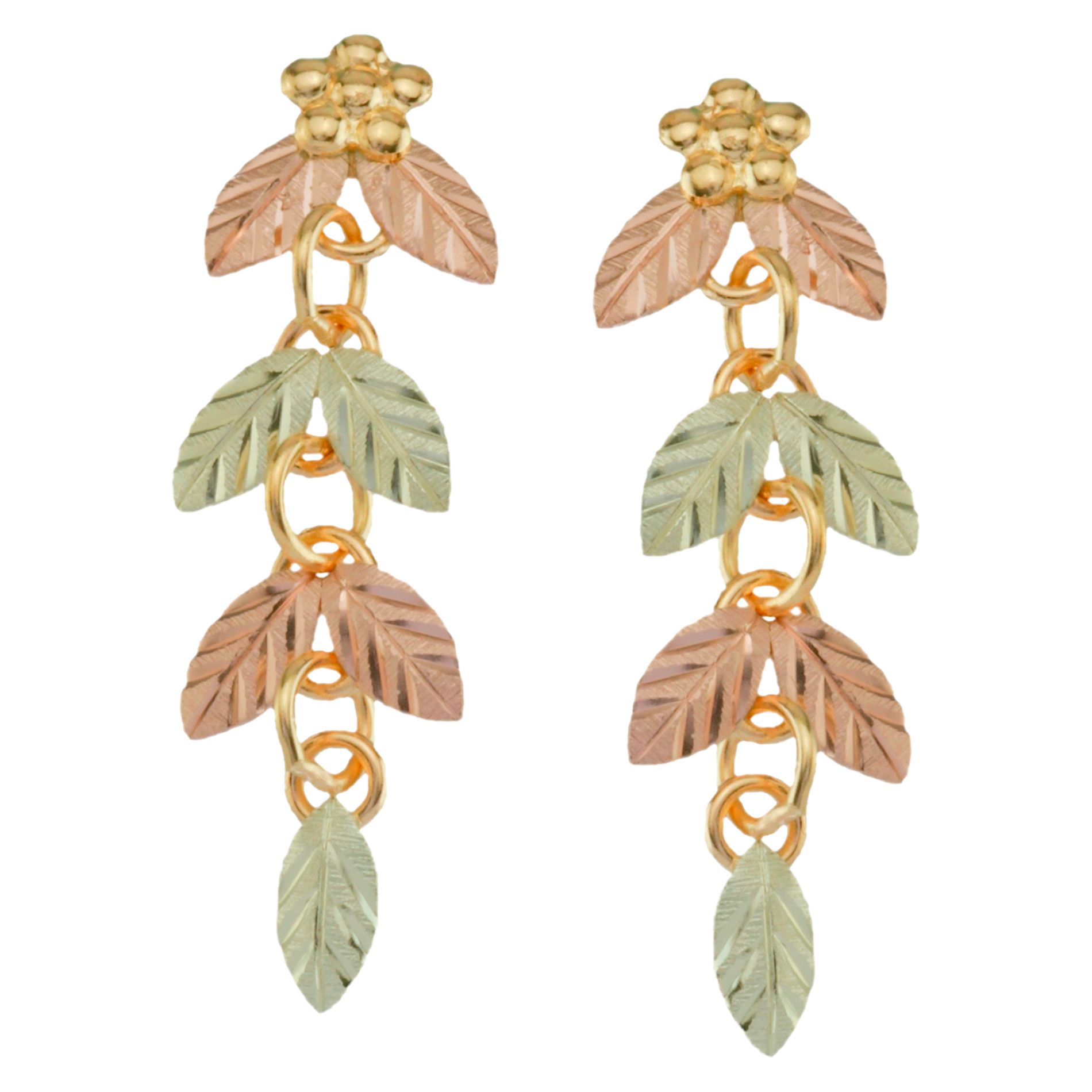 Black Hills Gold Tricolor 10K Leaf Drop Earrings at Kmart.com