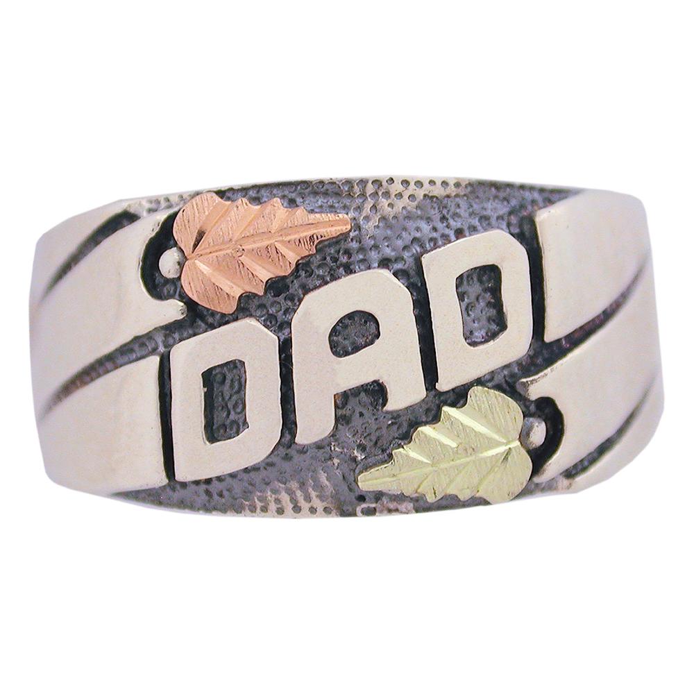 Men's Sterling Silver & 12K Black Hills Gold Dad Ring