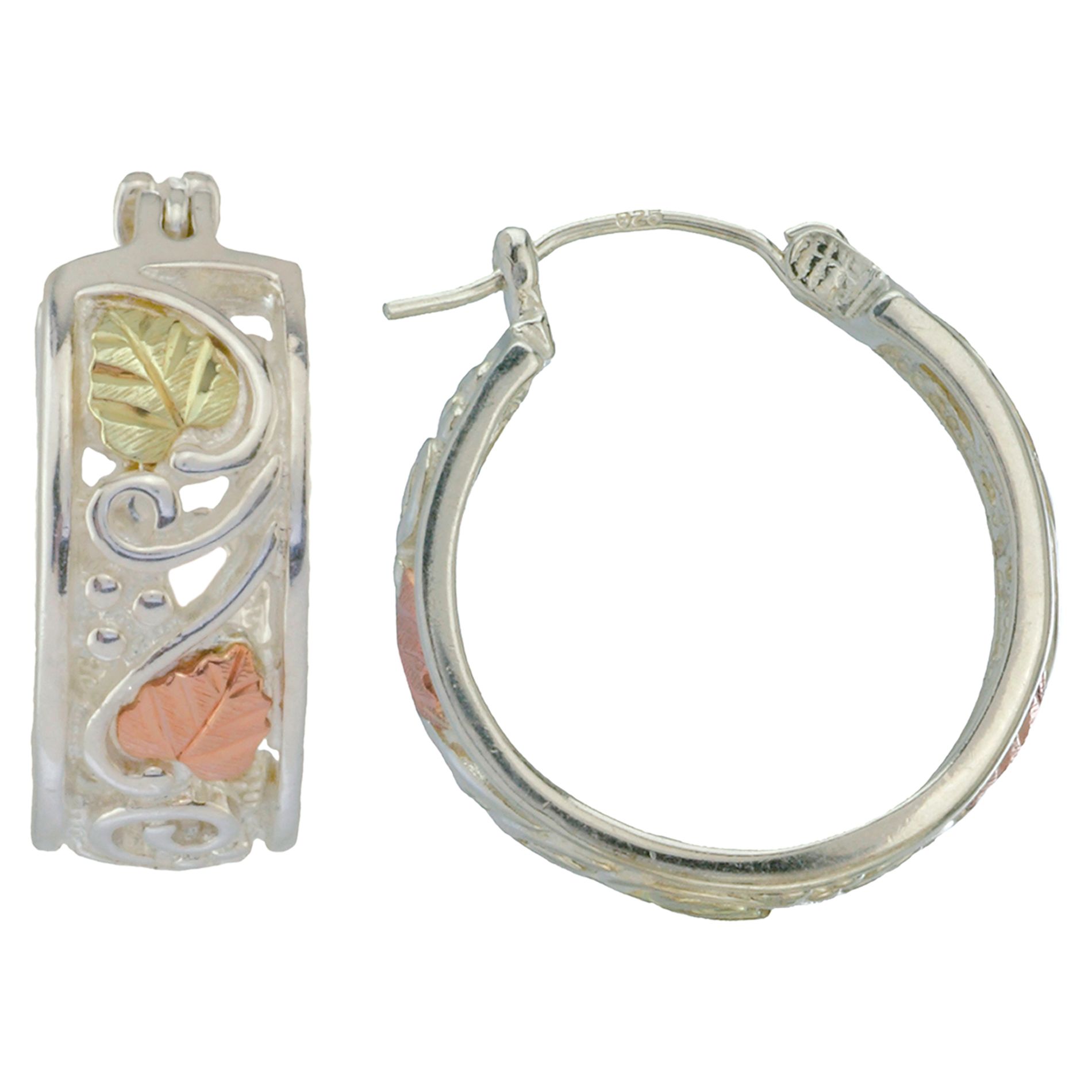 Black Hills Gold Tricolor Sterling Silver Hoop Earrings at Kmart.com