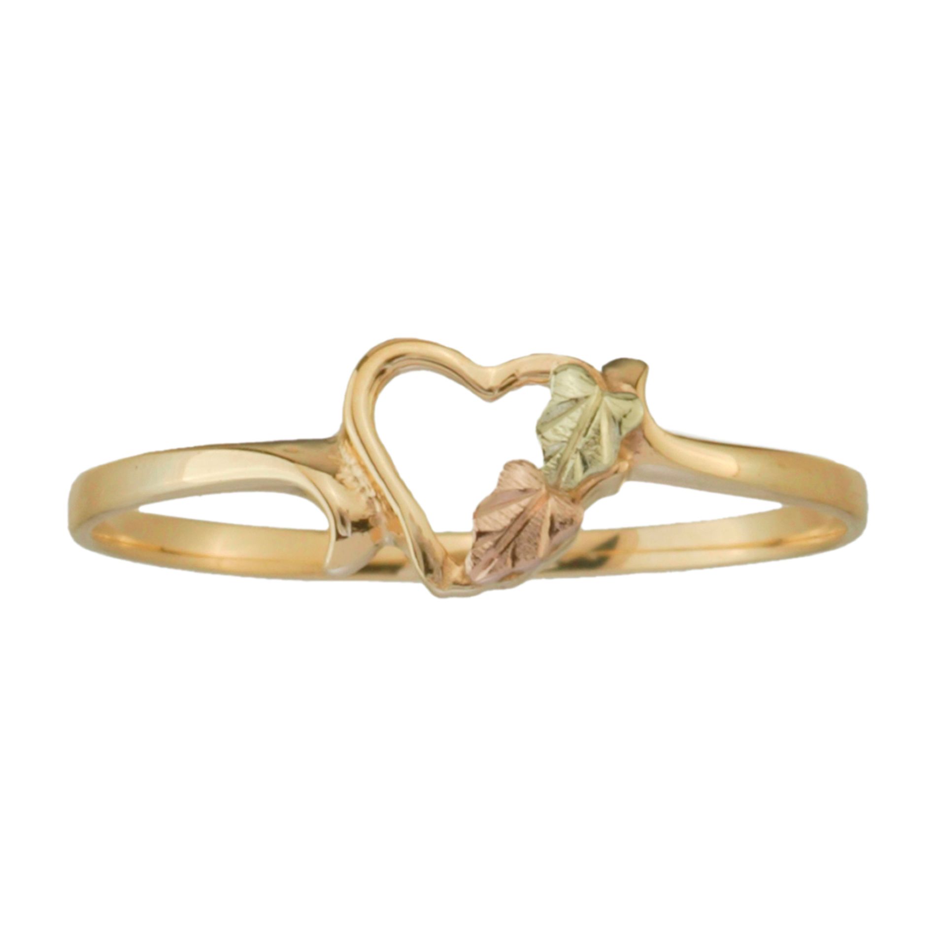 Tricolor 10K Gold Ladies' Petite Heart Ring