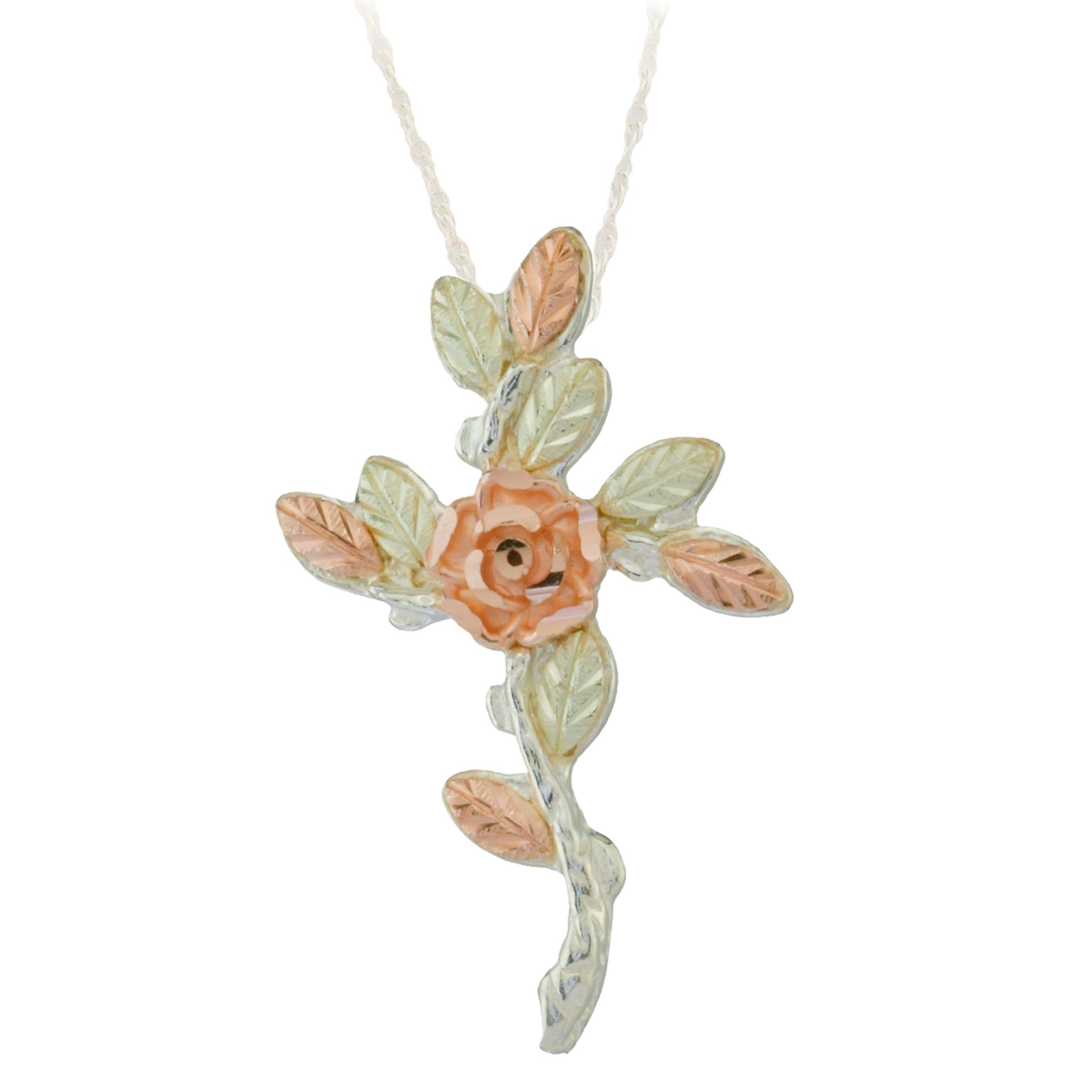 Black Hills Gold Tricolor Sterling Silver Vine Cross Pendant at Sears.com