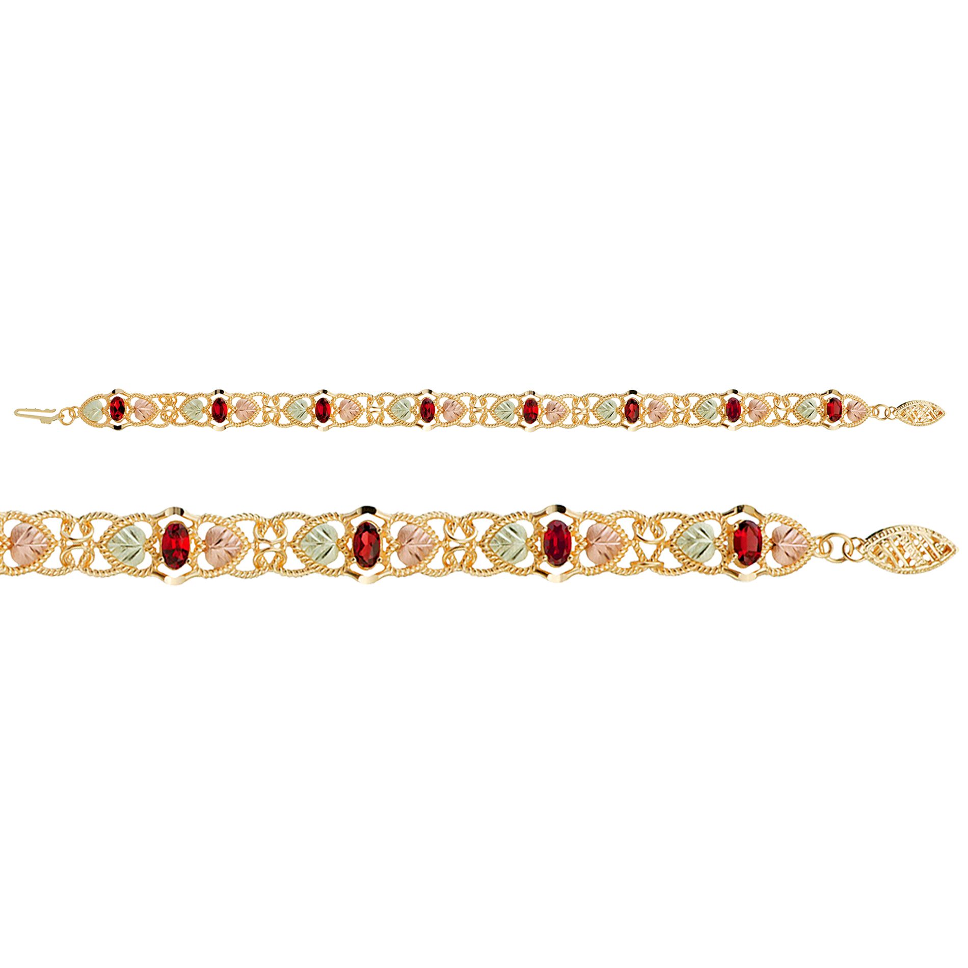 Black Hills Gold Tricolor 10K Garnet Bracelet at mygofer.com